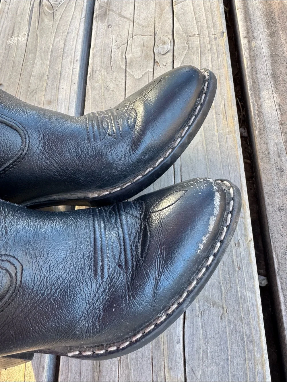 Kids Black Western Cowboy Boots with Red Stitching